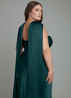 Azazie Saylor Vestidos de damas de honor Vestido Pino de Satén Elástico de Corte Sirena con Palabra de honor image19