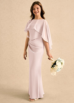Azazie Bowie Girls Formal Abiti da Ragazza di Fiori Abito Sirena in Raso Elasticizzato Plissettato Rosa Rossore image6