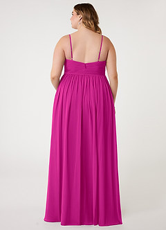 Azazie Alia Brautjungfernkleider A-Linie Plissee Chiffon Kleid Fuchsia image7