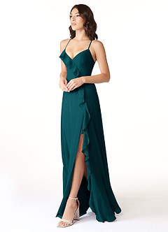 Azazie Tarni Bridesmaid Dresses Pine A-Line Chiffon Dress image3