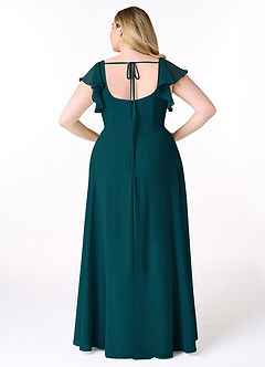 Azazie Bondi Bridesmaid Dresses Pine A-Line Ruffled Chiffon Dress image8