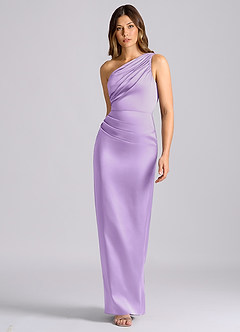 Azazie Akilah 신부 들러리 드레스 인어 한쪽 어깨 스트레치 새틴 바닥 길이 드레스 image4