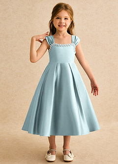 Azazie Yosemite Flower Girl Dresses Mist Ball-Gown Sweetheart Neckline Matte Satin Dress image1