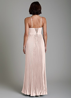 Azazie Micah Bridesmaid Dresses Blushing Pink A-Line Corset Stretch Satin Convertible Dress image4