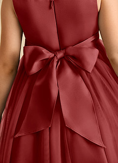 Azazie Twinsie Flower Girl Dresses Rust A-Line Bow Tulle Dress image8