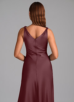 Azazie Nerine Brudtärnklänningar Klä av A-Linje i Stretch Satin Plisserad Sangria image2