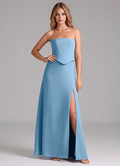 Azazie Jenilyn Bridesmaid Dresses Steel Blue A-Line Strapless Chiffon Dress image1