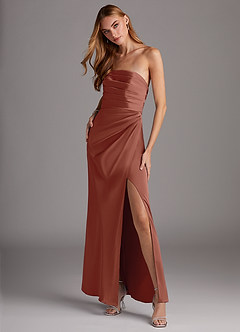 Azazie Lexie Final Sale Auburn Sheath Strapless Stretch Satin Convertible Dress image3