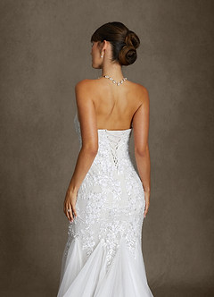 Azazie Harmony Wedding Dresses Diamond White Mermaid Strapless Tulle Dress image11