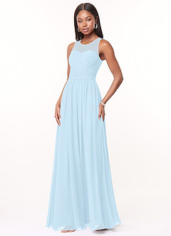 Azazie Nina Bridesmaid Dresses Sky Blue A-Line Pleated Chiffon Dress image4
