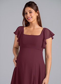 Azazie Bondi vestidos de dama de honor de maternidad Vestido de Corte En A Volante Hasta el suelo Gasa image5