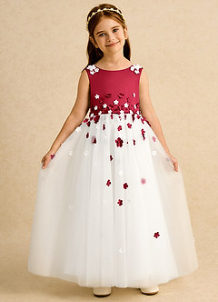 Azazie Eleni Sukienki dla dziewczynek sypiących kwiaty Suknia balowa Ukłon Tiul Długość kostki Sukienka image4