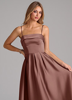 Azazie Lucienne Bridesmaid Dresses Espresso A-Line Strapless Stretch Satin Convertible Dress image2