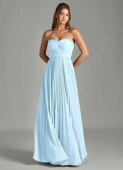 Azazie Chiana 신부 들러리 드레스 A라인 스트랩리스 쉬폰 바닥 길이 드레스 image2