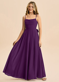 Azazie Bear Junior Grape A-Line Pleated Chiffon Dress image4