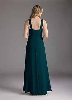 Azazie Weisz Mother of the Bride Dresses Pine A-Line Square Neckline Pleated Chiffon Dress image6