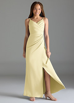 Azazie Maci Junior Klä av Sjöjungfru i Stretch Satin Plisserad image1