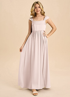 Azazie Hattie Junior Klä av A-Line i Stretch Satin Plisserad image5