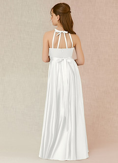 Azazie Arianthe Junior Robe Trapèze en Satin extensible avec poches Blanc image2