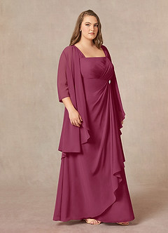 Azazie Weisz Mother of the Bride Dresses Mulberry A-Line Square Neckline Pleated Chiffon Dress image9