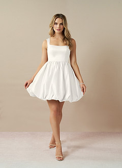 Azazie Blossom Wedding Dresses A-Line Satin Mini Dress with Pockets image3