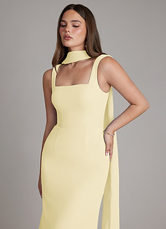 Azazie Katya Bridesmaid Dresses Lemon Sorbet Mermaid Square Neckline Chiffon Convertible Dress image2