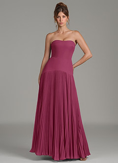 Azazie Yuliana Bridesmaid Dresses Mulberry A-Line Strapless Chiffon Dress image1
