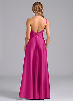 Azazie Elita Brautjungfernkleider A-Linie Plissee Stretch-Satin Kleid Fuchsia image5
