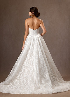 Azazie Demetria Vestidos de novia Vestido Diamante Blanco de Encaje de Corte Princesa con Palabra de honor image2
