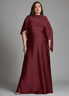 Azazie Jaleesa Bridesmaid Dresses Cabernet Sheath High Neck Stretch Satin Dress image7