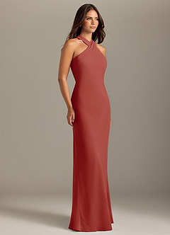 Azazie Doretta Bridesmaid Dresses Terracotta Mermaid Pleated Chiffon Dress image3