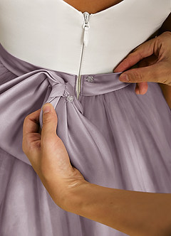 Azazie Sprout Flower Girl Dresses Dusk A-Line Bow Tulle Dress image5