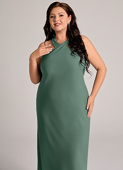 Azazie Doretta Bridesmaid Dresses Sea Moss Mermaid Pleated Chiffon Dress image11