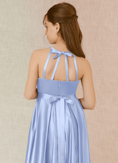 Azazie Arianthe Junior A-Linie mit Taschen Stretch-Satin Kleid Eis image7
