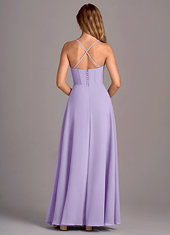 Azazie Carolyn Robes de demoiselle d'honneur Robe Trapèze en Mousseline de soie Plissée Lilas image6