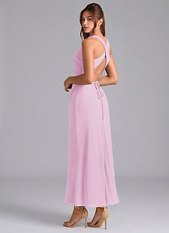 Azazie Evadne Brautjungfernkleider Etui Plissee Chiffon Kleid Bonbonrosa image2