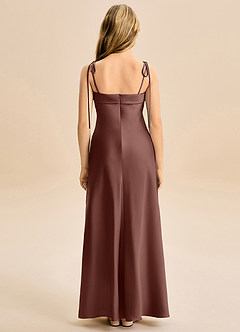 Azazie Willa Junior Vestido de Expresado de Satén Elástico de Corte en A con Lazo image6