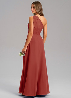 Azazie Phaedra Bridesmaid Dresses Terracotta A-Line One Shoulder Chiffon Dress image7