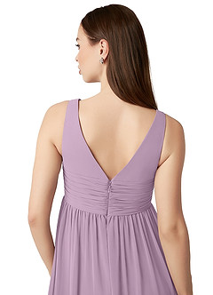 Azazie Yetta Zwangerschaps Bruidsmeisjekleding A-Lijn Gerimpelde V-hals Chiffon Vloerlengte Jurk image3