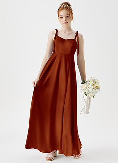 Azazie Rosey Junior Auburn A-Line Sweetheart Neckline Metallic Satin Dress image3
