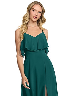 Azazie Jean Bridesmaid Dresses Peacock A-Line Chiffon Convertible Dress image4