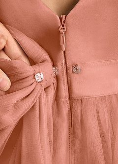 Azazie Winnie Blumenmädchenkleider Ballkleid Schleifen Tüll Kleid Mai Tai image8