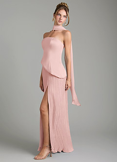 Azazie Tierney Bridesmaid Dresses Powder Pink A-Line Strapless Chiffon Convertible Dress image8