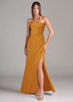 Azazie Aliani Bridesmaid Dresses Butterscotch Sheath Strapless Chiffon Convertible Dress image1
