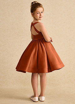 Azazie Julietta Flower Girl Dresses Burnt Orange Ball-Gown Convertible Tulle Dress image8