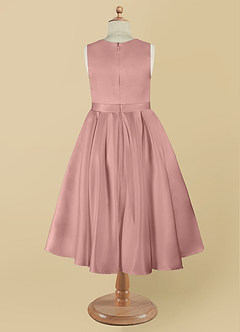 Azazie Coco Flower Girl Dresses Rose Gold A-Line Bow Matte Satin Dress image9