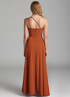 Azazie Maron Junior Linia A Pofałdowany Satyna elastyczna Długość podłogi Młodsza druhna Sukienka image4