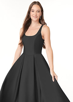 Azazie Neve Brautjungfernkleider Ballkleid mit Taschen Stretch-Satin Kleid Schwarz image5