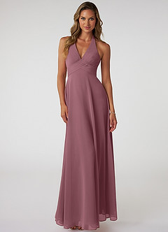 Azazie Tessie Bridesmaid Dresses Amethyst A-Line V-Neck Pleated Chiffon Dress image1