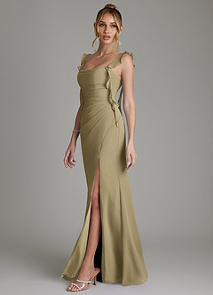 Azazie Jessamine Bridesmaid Dresses Moss Green Mermaid Corset Chiffon Dress image5